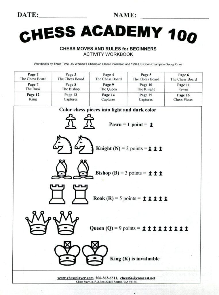 Chess Academy workbook details