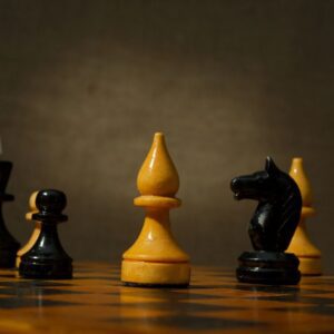 closeup shot of a chess game in progress