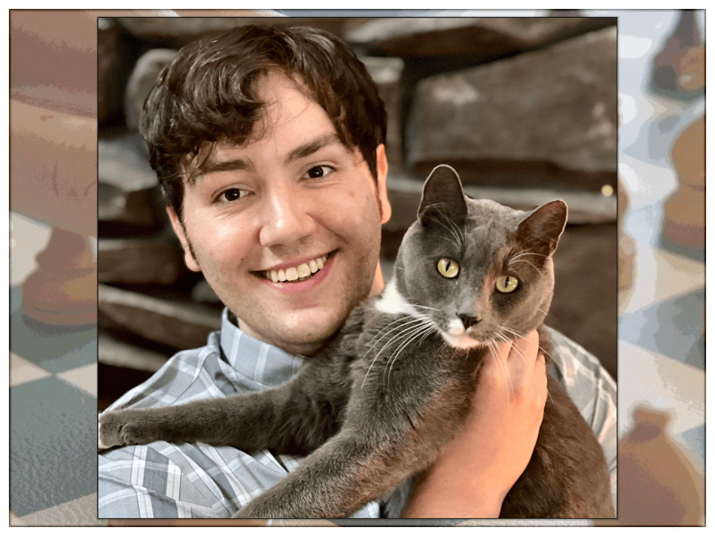 Ryan Ackerman with Einstein the cat